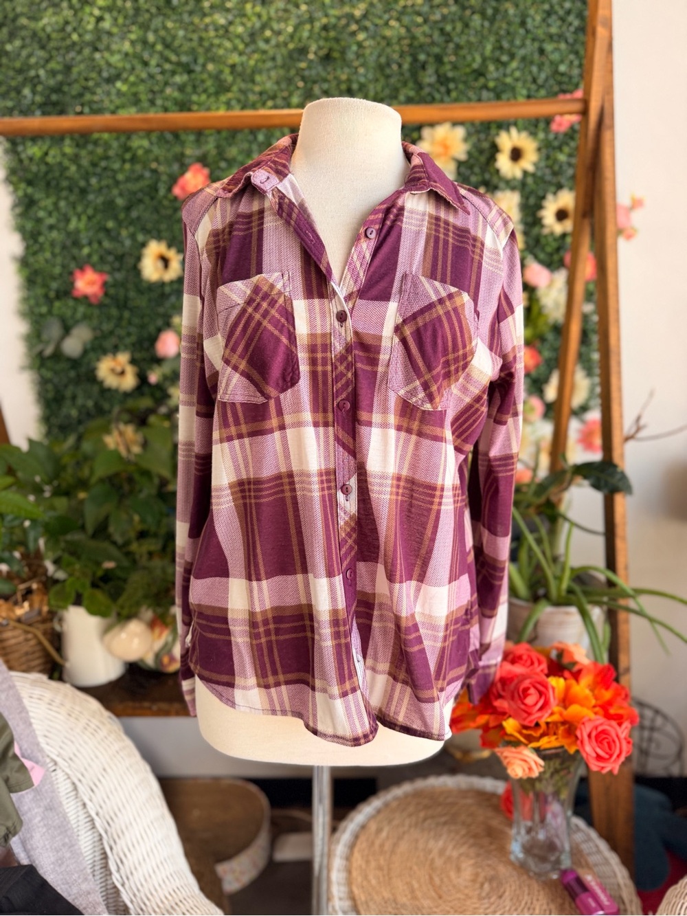Indigo Purple Plaid Button-Down Shirt